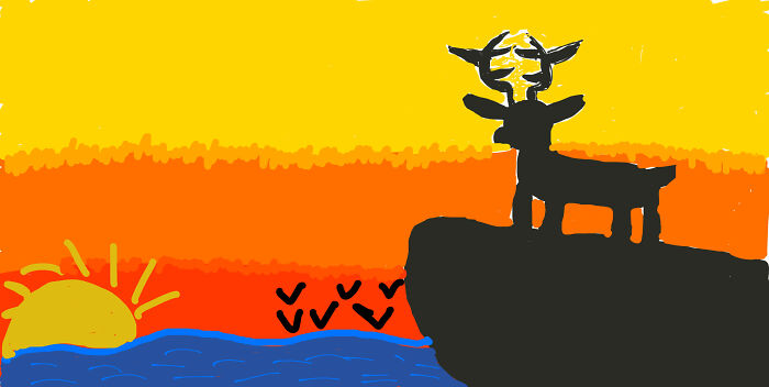 Deer At Sunset, Another One Of My Artworks