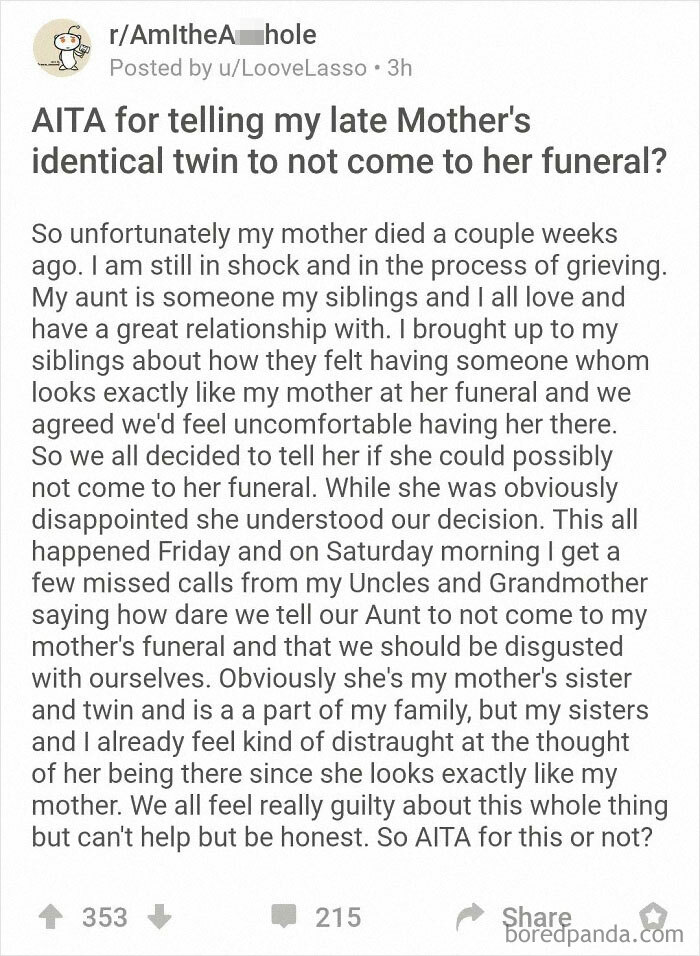 No You Can't Come Grieve Your Sister...