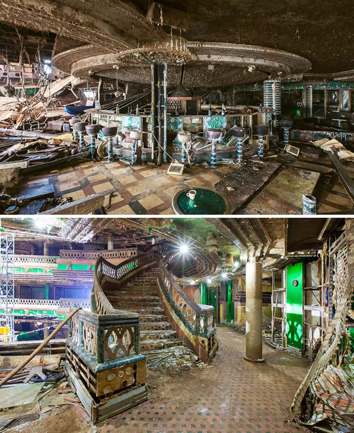 Inside Of The Partially Sunken Ship Costa Concordia