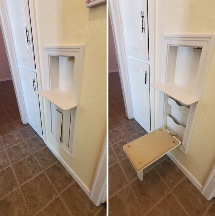 This House Built In 1947 Has A Built In Seat For Their Telephone Nook