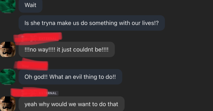 Hey Pandas, What Are The Chats With Your Friends Like? (Closed)