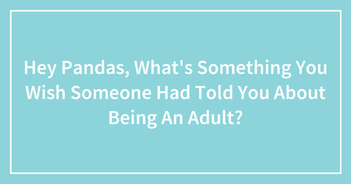Hey Pandas, What’s Something You Wish Someone Had Told You About Being An Adult? (Closed)