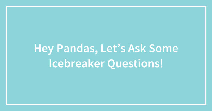 Hey Pandas, Let’s Ask Some Icebreaker Questions! (Closed)