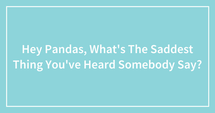 Hey Pandas, What’s The Saddest Thing You’ve Heard Somebody Say? (Closed)