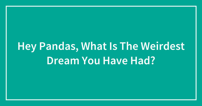 Hey Pandas, What Is The Weirdest Dream You Have Had? (Closed)