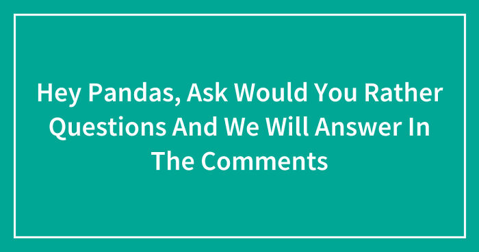 Hey Pandas, Ask Would You Rather Questions And We Will Answer In The Comments (Closed)