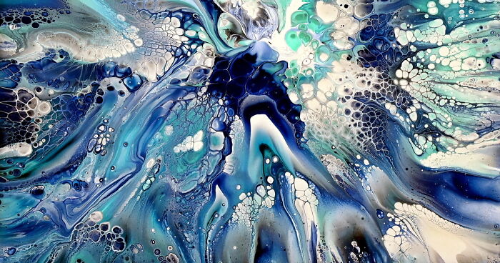 Drizzle And Blow Acrylic Pour Painting