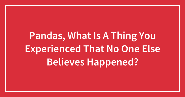 Pandas, What Is A Thing You Experienced That No One Else Believes Happened? (Closed)