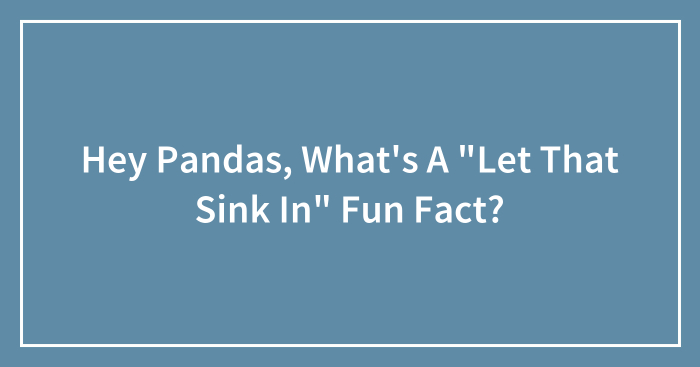Hey Pandas, What’s A “Let That Sink In” Fun Fact? (Closed)