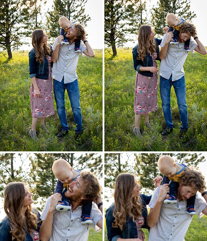 Family Photo Session. Thought It Would Be Cute If I Looked Up At My Son