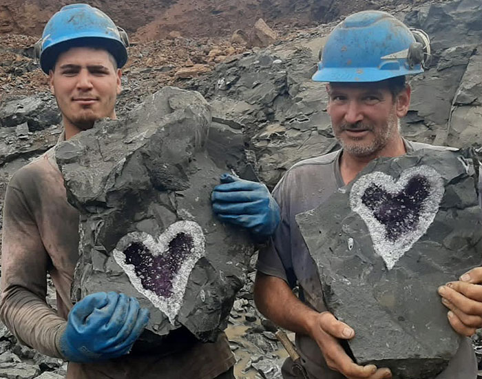 Once-In-A-Lifetime Find: Miners In Uruguay Get Surprised With A Beautiful Heart-Shaped Amethyst Geode