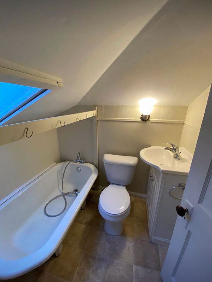 Can’t Stand To Shower. Can’t Fully Open The Cabinet Doors. Can’t Stand In Front Of The Sink