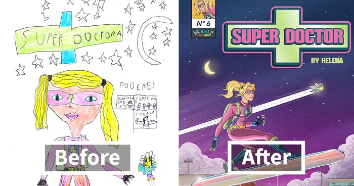 Children Were Given A Task To Create Original Heroes And Pros Had To Illustrate Them, Here’s The End Result (10 Pics)