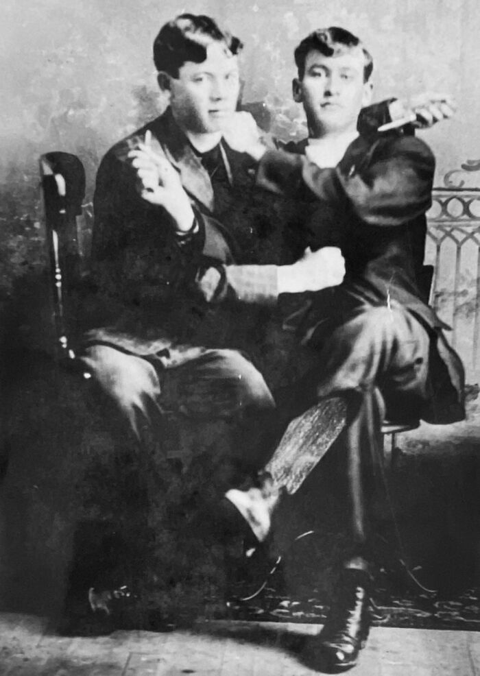 My Great Grandfather & A Friend Play-Fighting For The Camera (Late 1800s).