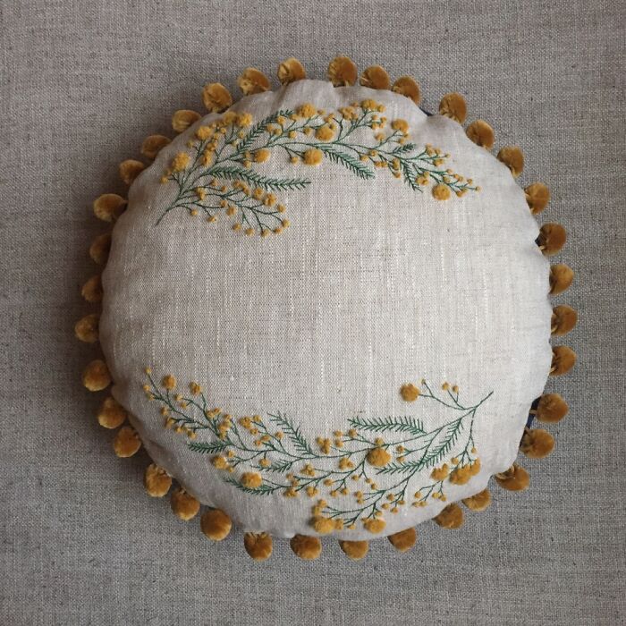 Embroidery And Punch Needle Technique On Linen Fabric I Made Into A Pillow As A Present