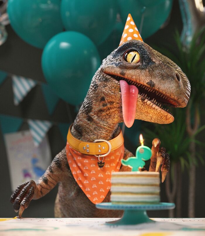 This Is Ollie, Celebrating His 1st B-Day. He's A Rescue Pet As I Found Him On The Roadside.