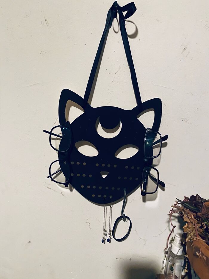 Glasses Earring Rubber Band Cat Face Holder I Made