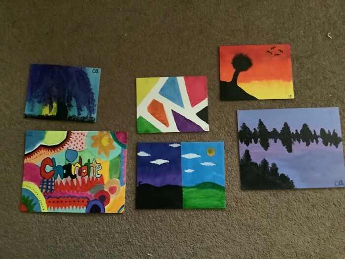 Here Are All Of My Paintings. Im A Beginner But I’m Still Proud Of Them!!,