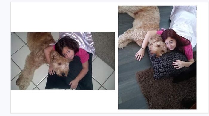 Buddy And Me When We First Got Him vs. Us A Few Months Ago