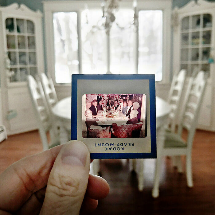 Photographer Shows Slides From The Past On Current Photographs Recording The Feeling Of The Passage Of Time