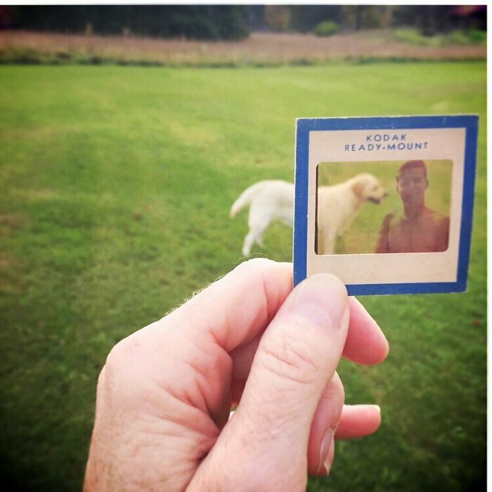 Photographer Shows Slides From The Past On Current Photographs Recording The Feeling Of The Passage Of Time