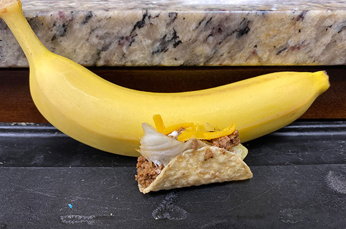 Found The Perfect Tortilla Chip And Made The Tiniest Taco (Banana For Scale)