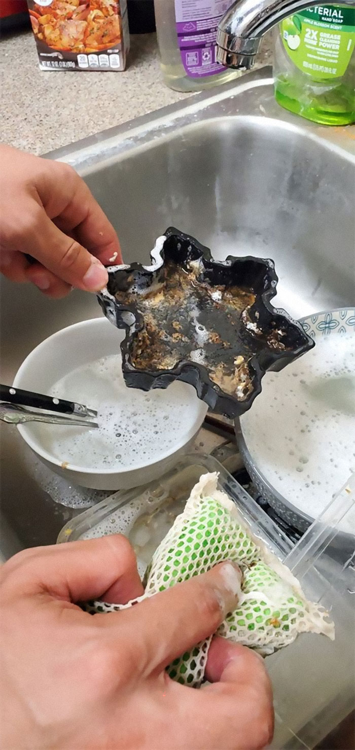 This Is A Mini Cast Iron Pan My Roommate Got As A Gift And He Was Complaining The Entire Time While Attempting To Clean It (And Rightfully So)