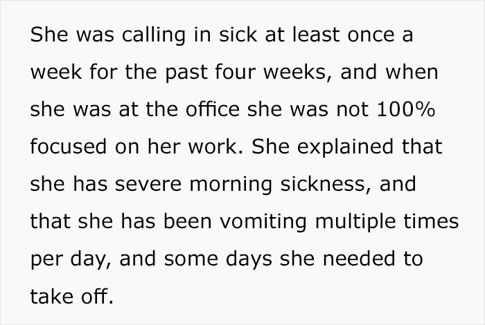 'Not Available For Calls During Off Hours': Manager Is Puzzled Whether He Was Right To Scold A Pregnant Woman For 'Slacking' 'Not Available For Calls During Off Hours': Manager Is Puzzled Whether He Was Right To Scold A Pregnant Woman For 'Slacking'