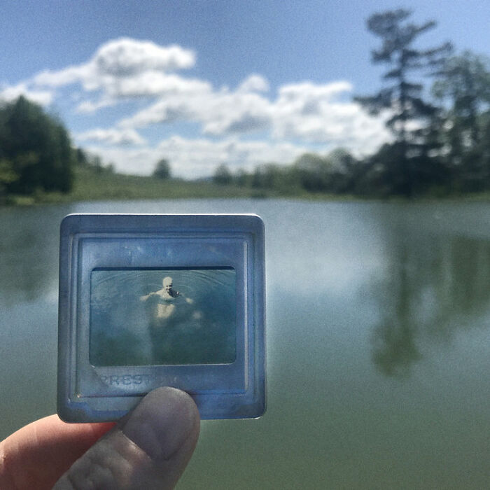 Photographer Shows Slides From The Past On Current Photographs Recording The Feeling Of The Passage Of Time