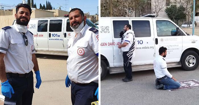 A Powerful Photo Of Muslim And Jewish Paramedics Praying Together Goes Viral
