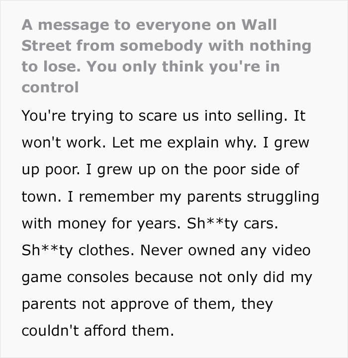 Person Who Ate Only Beans And Rice After The ’08 Collapse Pens A Powerful Open Letter To Billionaire Jerks Running Hedge Funds, Explains Why They Won’t Sell Person Who Ate Only Beans And Rice After The ’08 Collapse Pens A Powerful Open Letter To Billionaire Jerks Running Hedge Funds, Explains Why They Won’t Sell