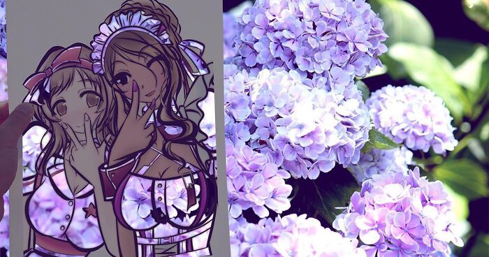 Japanese Artist Fills In Their Anime-Inspired Cutouts With Their Surroundings (100 Pics)
