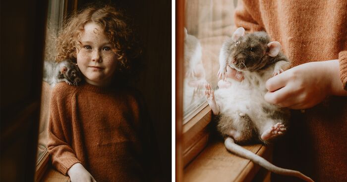 An Adorable Photoshoot Of A Girl And Her Pet Rat Named Disco Bacon By Andrea Martin