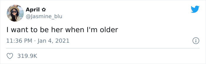 Screenshot of a tweet praising a woman in her 50s for confidently dressing like a teenager despite criticism. Screenshot of a tweet praising a woman in her 50s for confidently dressing like a teenager despite criticism.