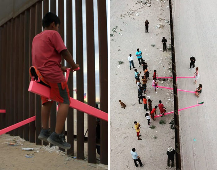 US-Mexico Border: Pink Seesaw Installation Wins 2020 ‘Design Of The Year’