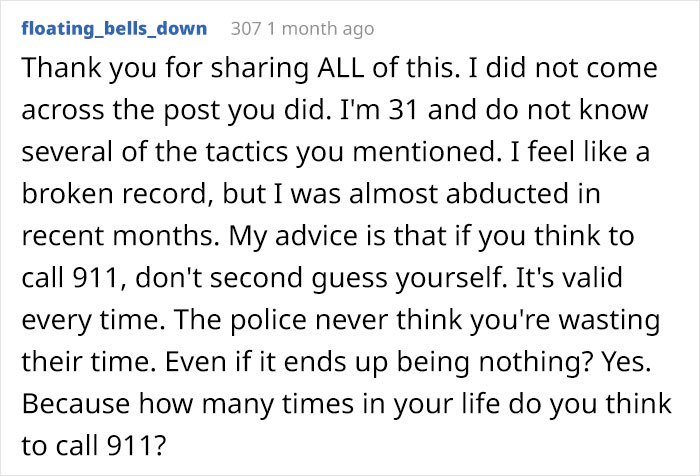 Woman Avoids A Creepy Stalker By Following Safety Tips She Found On Reddit