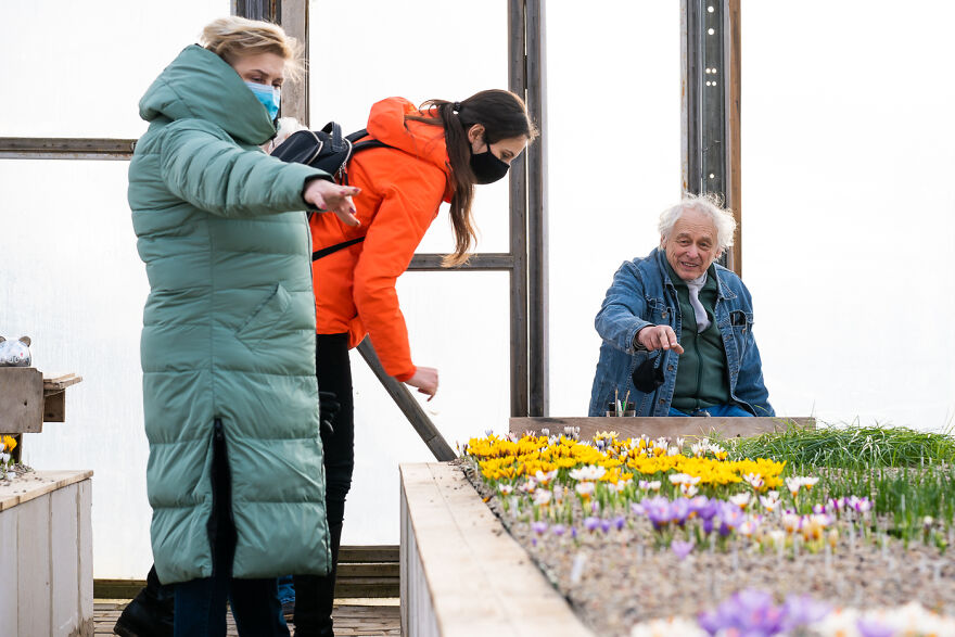 Jānis Showing The Rare Pink Specimen To The Visitors