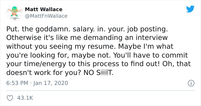 Guy Explains How Intrinsically Bad It Is That Job Postings Don't Always Mention The Pay, Goes Viral Guy Explains How Intrinsically Bad It Is That Job Postings Don't Always Mention The Pay, Goes Viral