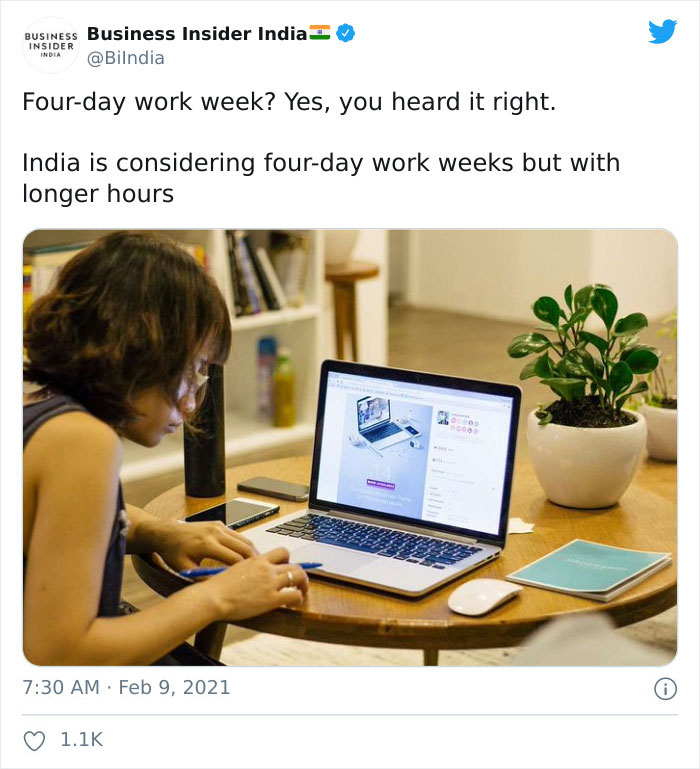 People Are Saying India's Idea Of 4-Day Work Week Is 'Rubbish' As They Expect People To Work 12 Hours Per Day People Are Saying India's Idea Of 4-Day Work Week Is 'Rubbish' As They Expect People To Work 12 Hours Per Day