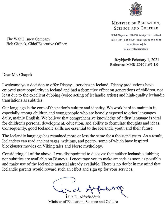 Disney+ Launched In Iceland Without Icelandic Dubbing, People Didn’t Like It So Much That Their Minister Sent A Letter To Disney About It Disney+ Launched In Iceland Without Icelandic Dubbing, People Didn’t Like It So Much That Their Minister Sent A Letter To Disney About It