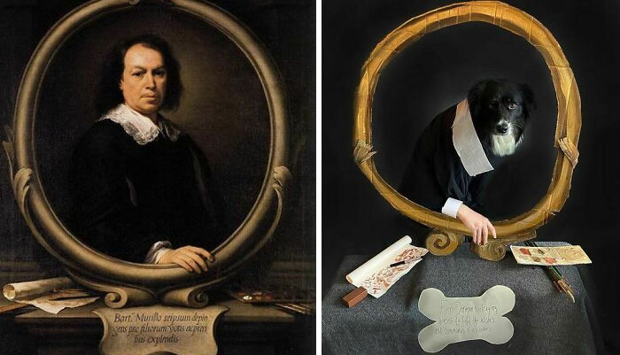 Self Portrait, C. 1670-1673 By Bartolomé Esteban Murillo vs. Self Portrait, C. 2020