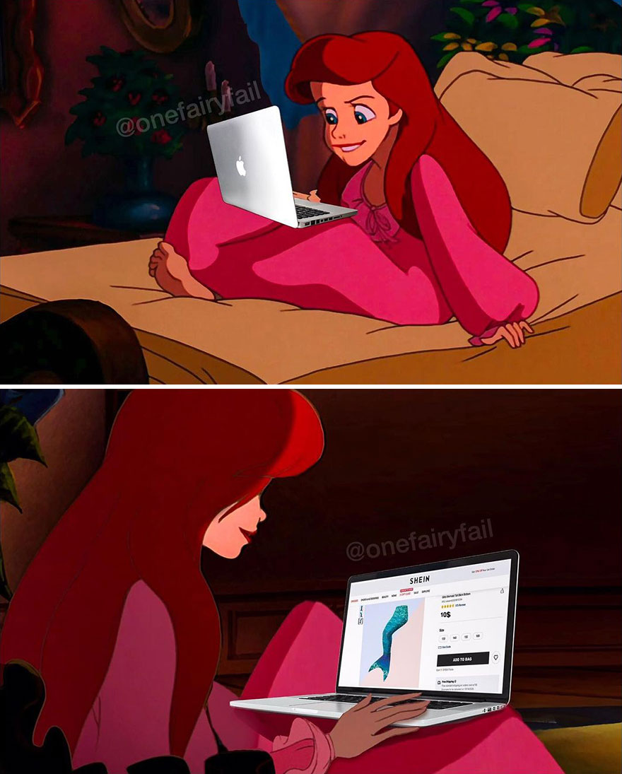 Artist Shows What It Would Be Like If Disney Characters Were "Glued" To Their Cell Phones
