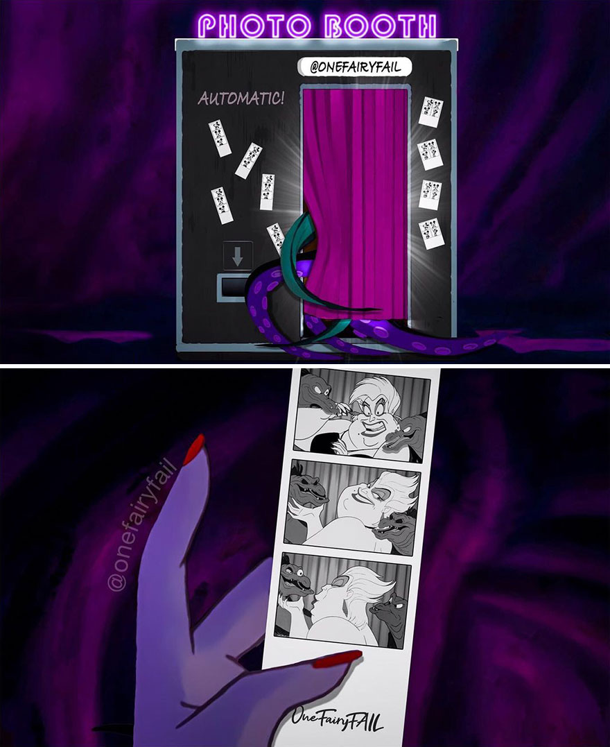 Artist Shows What It Would Be Like If Disney Characters Were "Glued" To Their Cell Phones