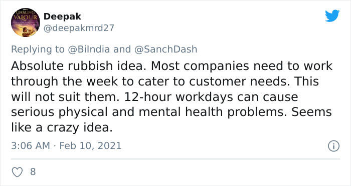 People Are Saying India's Idea Of 4-Day Work Week Is 'Rubbish' As They Expect People To Work 12 Hours Per Day People Are Saying India's Idea Of 4-Day Work Week Is 'Rubbish' As They Expect People To Work 12 Hours Per Day