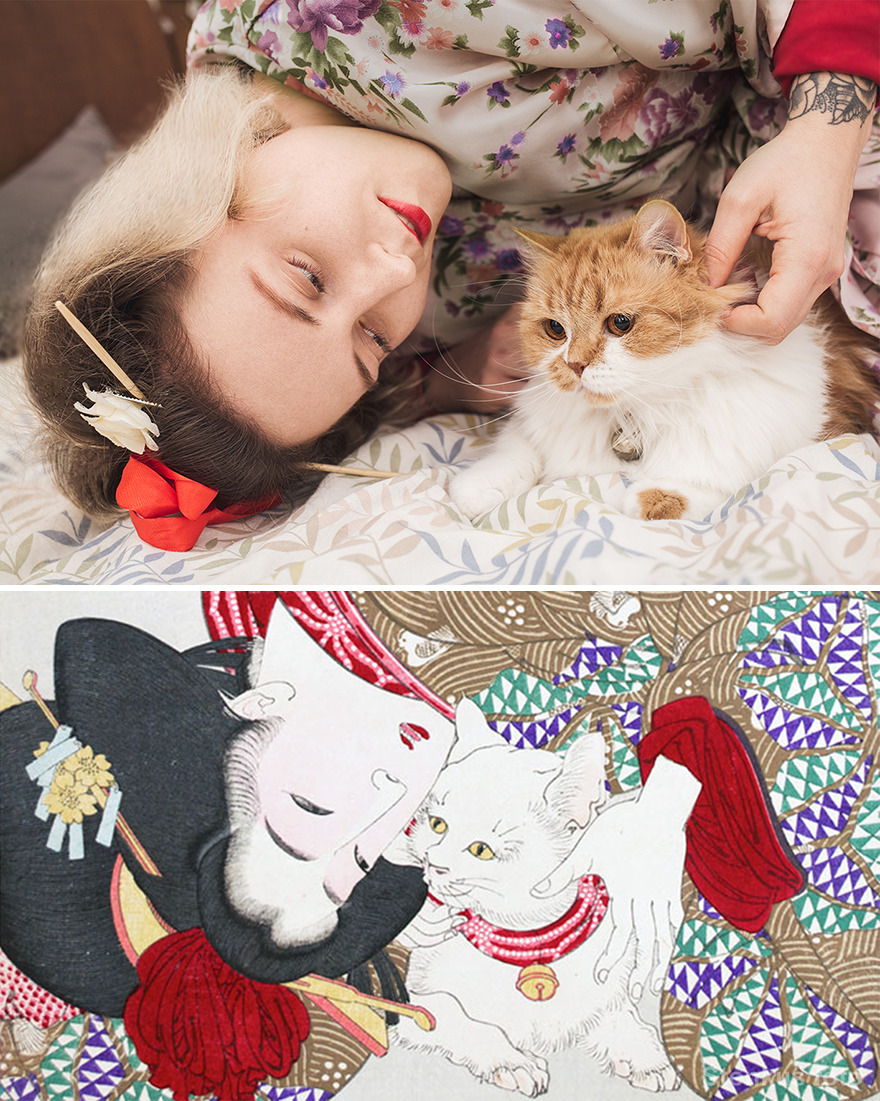 Tsukioka Yoshitoshi "Teasing The Cat" (1888)