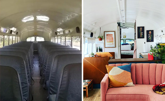 Couple Bought A School Bus For $7,500, Spent Another $42,500 To Transform It Into A Cool 298 sq ft House On Wheels Couple Bought A School Bus For $7,500, Spent Another $42,500 To Transform It Into A Cool 298 sq ft House On Wheels