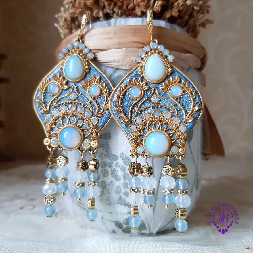 Earrings Made In The Style Of Russian Traditional Headwear