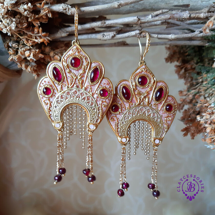 Earrings Made In The Style Of Russian Traditional Headwear