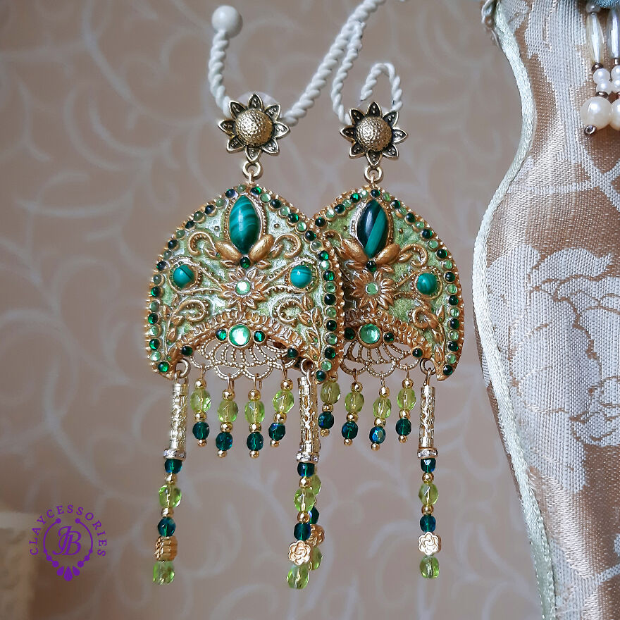 Earrings Made In The Style Of Russian Traditional Headwear