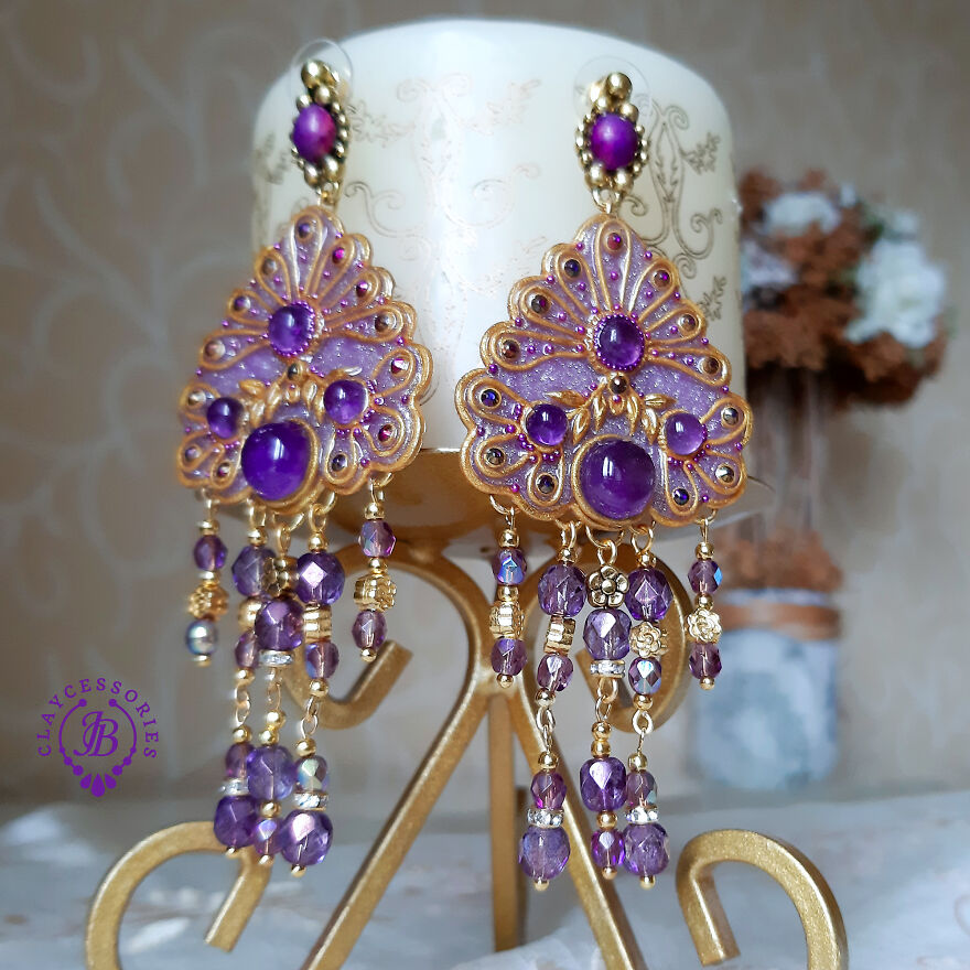 Earrings Made In The Style Of Russian Traditional Headwear